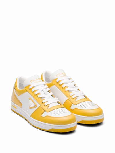 Shop Prada Men's Yellow Leather Sneakers