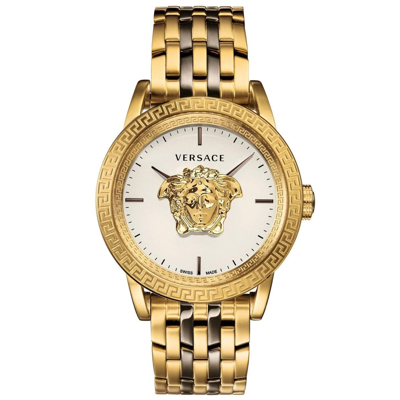 Shop Versace Palazzo Empire Quartz White Dial Mens Watch Verd00418 In Brown,gold Tone,two Tone,white,yellow