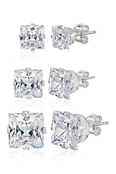 Shop Best Silver Sterling Silver Princess-cut Cz Stud Earring Set