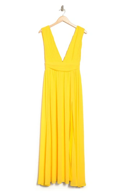 Shop Love By Design Athen Plunging V-neck Maxi Dress In Sun Yellow