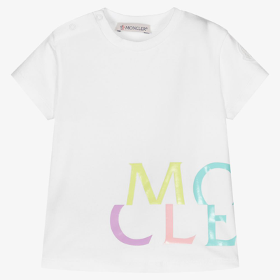 Shop Moncler Baby Girls White Logo T-shirt