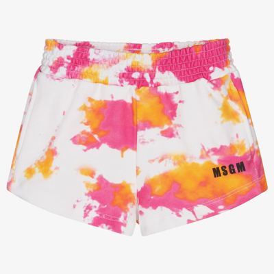 Shop Msgm Girls Pink Tie Dye Shorts