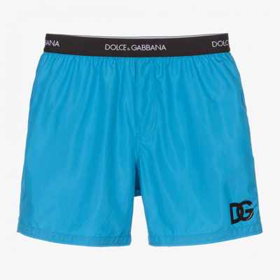 Shop Dolce & Gabbana Teen Boys Blue Swim Shorts