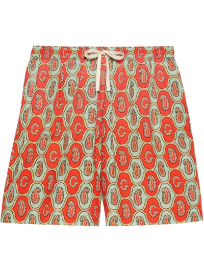 Shop Gucci Paisley Beans Shorts In Multi