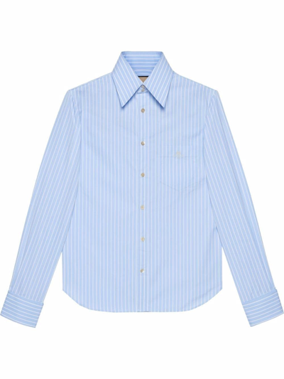 Shop Gucci Striped Shirt In Blu
