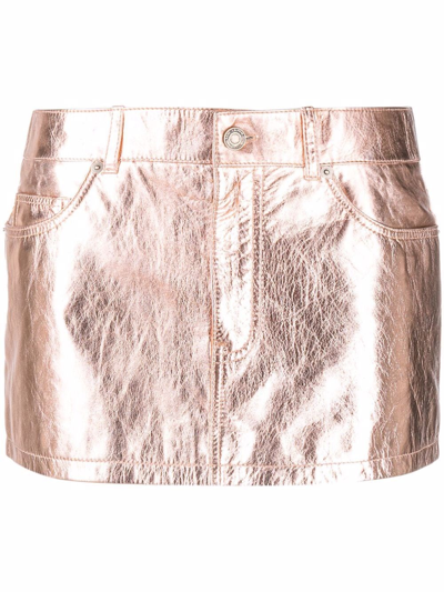 Shop Saint Laurent Mini Skirt In Metallic