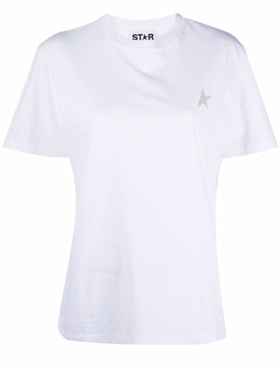 Shop Golden Goose Star Glitter T-shirt In Bianco
