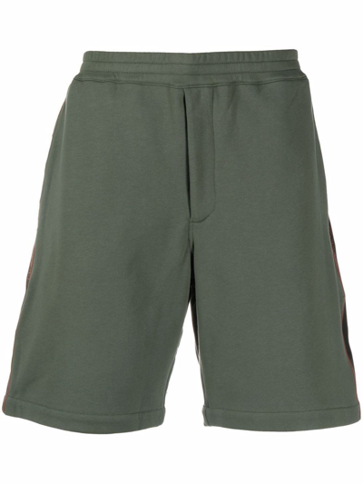 Shop Alexander Mcqueen Logo Tape Shorts In Verde