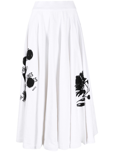 Shop Prada Graphic-print Mid-length Skirt In Bianco