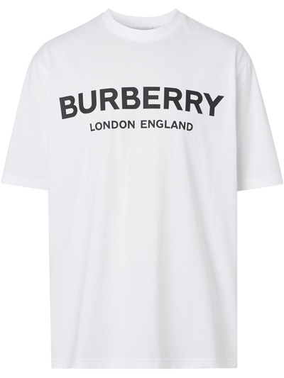 Shop Burberry `letchford` T-shirt In Bianco