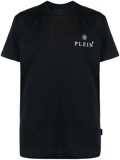 Shop Philipp Plein T-shirt Round Neck Iconic Plein In Nero