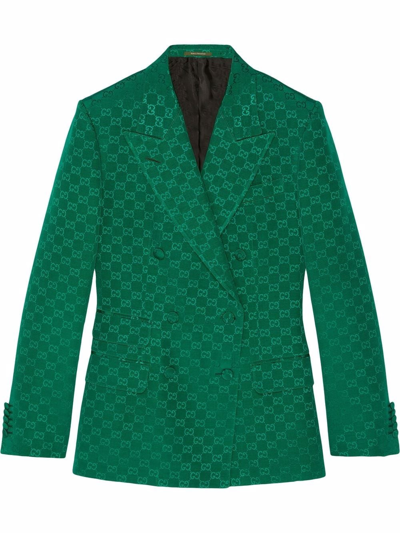 Shop Gucci Jacquard Gg Blazer In Verde