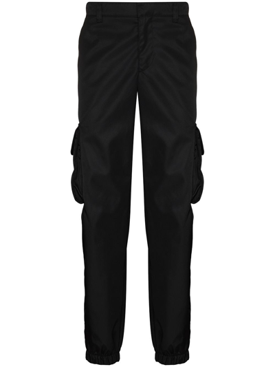 Shop Prada `re-nylon` Extra-slim Fit Pants In Black  