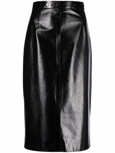 Shop Prada Nappa Leather Skirt In Nero