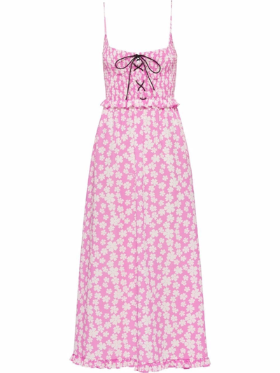 Shop Miu Miu Printed Dress Anemone In Rosa