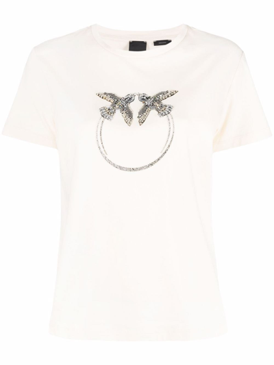 Shop Pinko `quentin 3` T-shirt In Beige