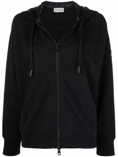 Shop Moncler `born To Protect` Zip Up Cardigan In Nero