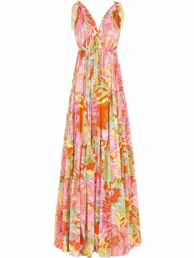 Shop Dolce & Gabbana `renaissance` Long Dress In Multi