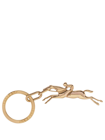Shop Longchamp `metal Horse` Key Ring In Metallic