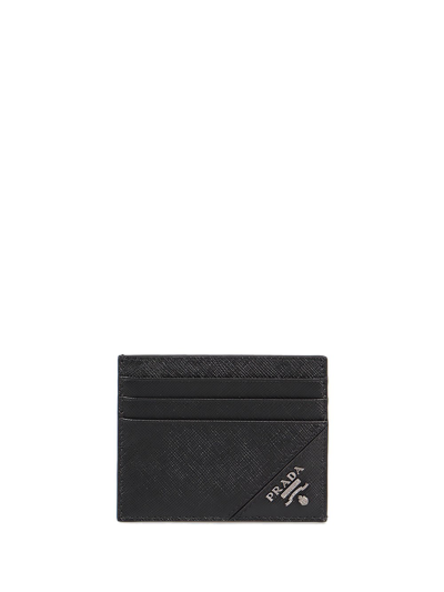Shop Prada Saffiano Leather Card Holder In Nero