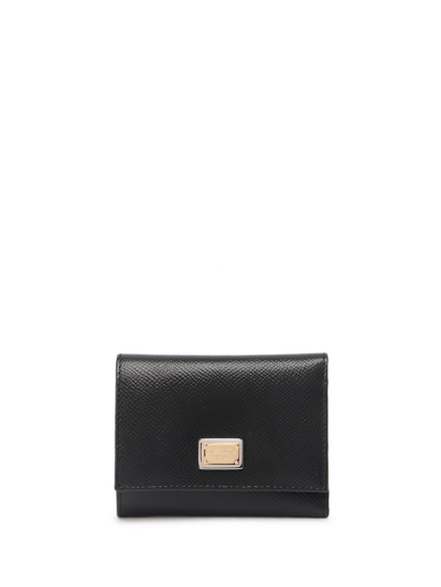 Shop Dolce & Gabbana Wallet With Branded Tag In Nero