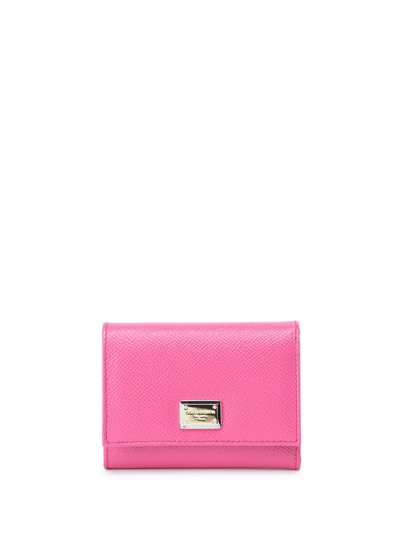 Shop Dolce & Gabbana Wallet With Branded Plaque In Rosa