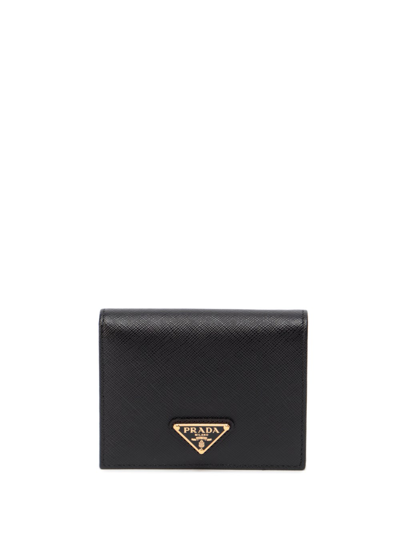 Shop Prada Small Saffiano Leather Wallet In Nero