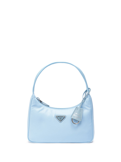 Prada White Nylon Re-Edition 2000 Mini Bag - Blue Spina