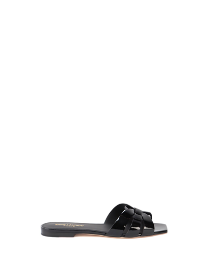 Shop Saint Laurent `nu Pieds Tribute` Flat Sandals In Nero