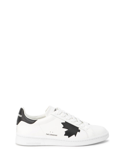 Shop Dsquared2 Leaf Boxer Sneakers In Bianco