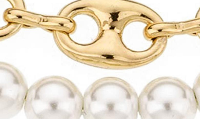 Ettika Pearl And 18k Plated Modern Chain Link Wrap Bracelet In Gold