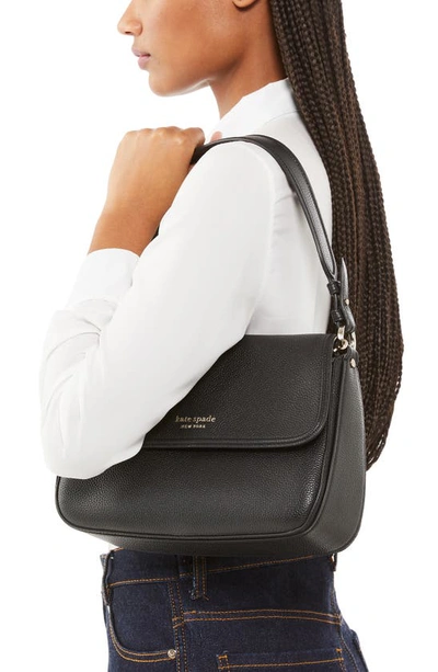 Shop Kate Spade New York Hudson Pebble Leather Medium Convertible Shoulder Bag In Black