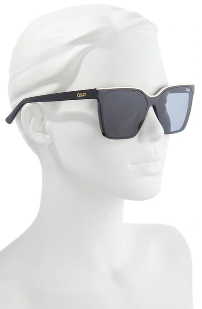 Quay Level Up 56mm Polarized Square Sunglasses In Black Gold / Smoke Polarized