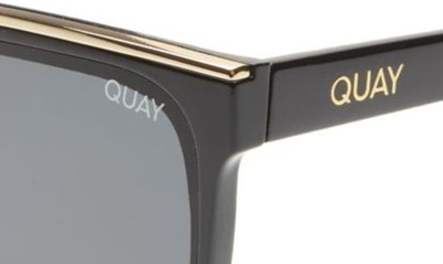 Quay Level Up 56mm Polarized Square Sunglasses In Black Gold / Smoke Polarized