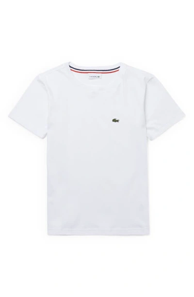 Shop Lacoste Kids' Logo Cotton T-shirt In White