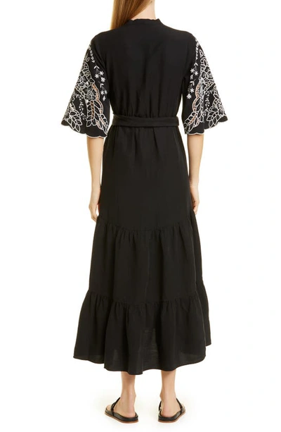 Shop Kobi Halperin Gabbi Embroidered Dress In Black/ White
