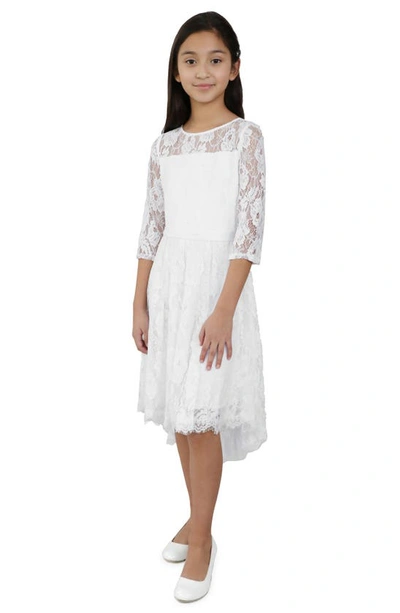 Shop Blush By Us Angels Kids' Embroidered Lace Fit & Flare Dress In White