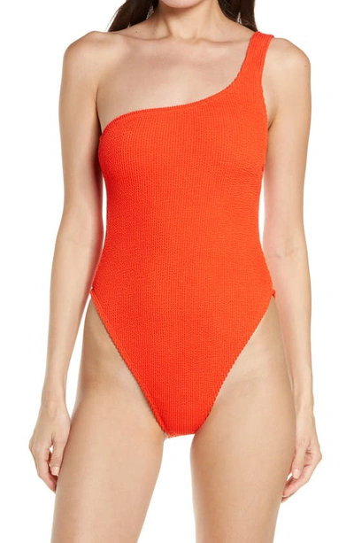 Shop Good American Always Fits One-shoulder One-piece Swimsuit In Bright Poppy002