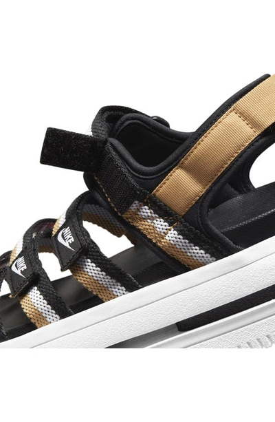 Shop Nike Icon Classic Platform Sandal In Black/ White/ Gold/ White
