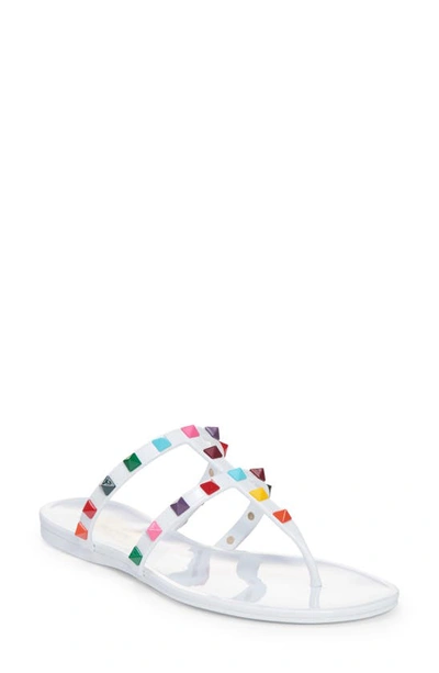 Shop Valentino Rockstud Jelly Sandal In Bianco/ Multiclr