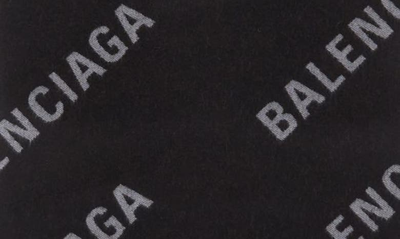Shop Balenciaga Allover Logo Wool Scarf In Black/ Grey