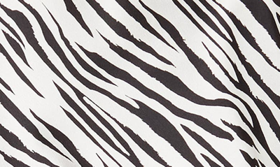 Renee C Satin Zebra Print One Shoulder Top In Ivory