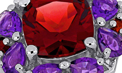 Delmar Sterling Silver Garnet & Amethyst Statement Ring In Multi
