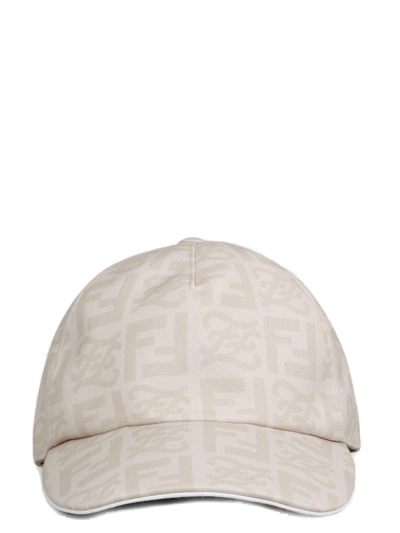 Shop Fendi Allover Logo Printed Baseball Cap In Beige