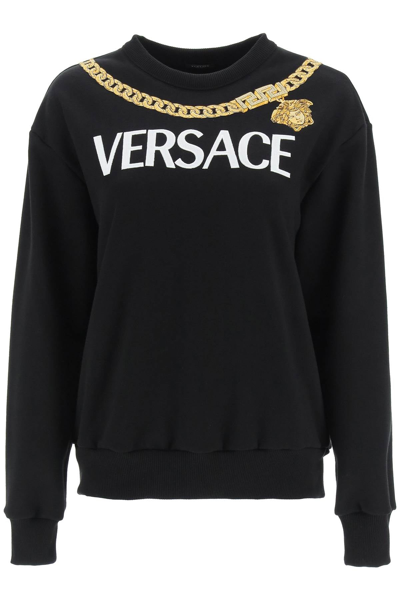 Shop Versace Medusa Chain Logo Sweatshirt In Mixed Colours