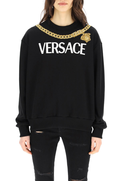 Shop Versace Medusa Chain Logo Sweatshirt In Mixed Colours