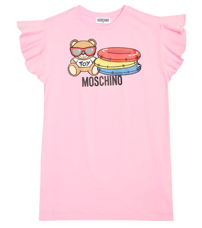 Shop Moschino Printed Cotton-blend Dress In Sweet Pink