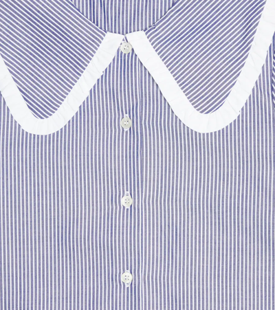 Il Gufo Striped Cotton Blouse In Ink Blue