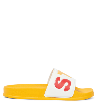 Shop Stella Mccartney Logo-embossed Slides In Multicolor