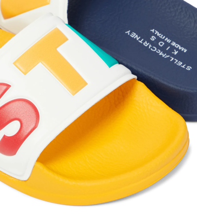 Shop Stella Mccartney Logo-embossed Slides In Multicolor